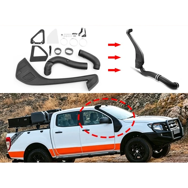 Car Snorkel Air Pipe For Ford Ranger T6 2012-2015 Pickup High Position Intake Pipe Water Hose Water Wading Device BodyKit