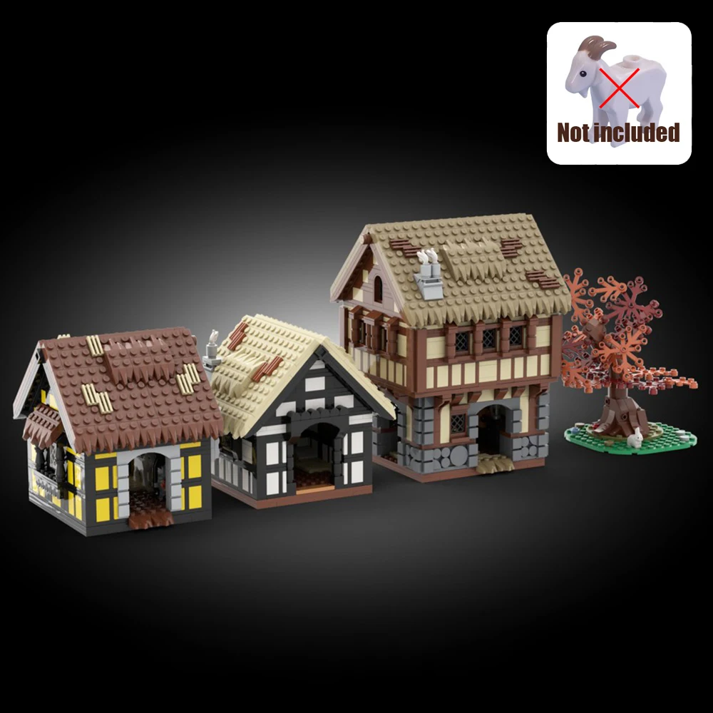 Moc Building Medieval House Tree Stereo Building Model Modular Building Blocks Gift Christmas Children's Toy DIY New Year Set