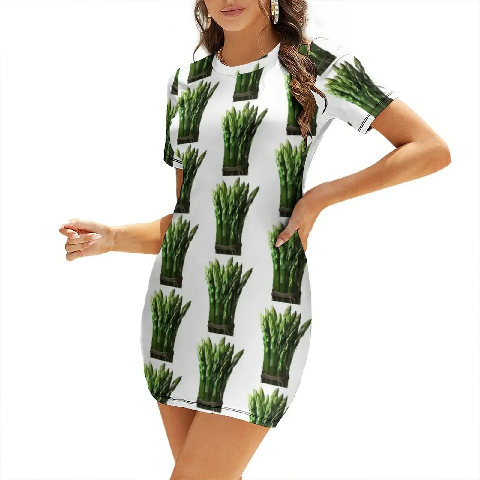 

Juicy asparagus Short-Sleeved Dress chic and elegant evening dress Casual dresses summer women's dress 2026