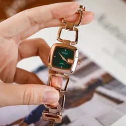 2023 Fashion Guou Top Brand Small Square Watch Steel Band Light Luxury Niche Women's Watch Simple Temperament Women's Rhinesto