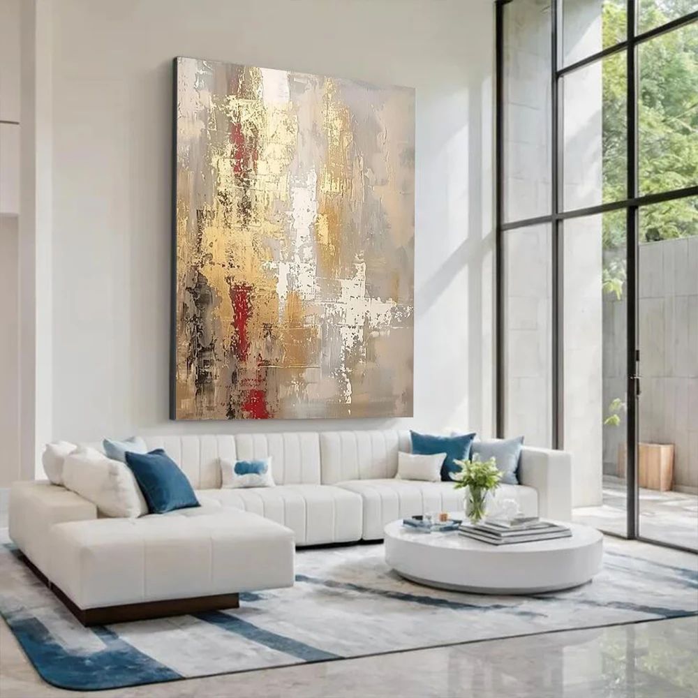 

100% Handmade Broken Gold Texture Canvas Mural Home Decor Wall Art Pictures Modern Abstract Oil Paintings Decorate Living Room