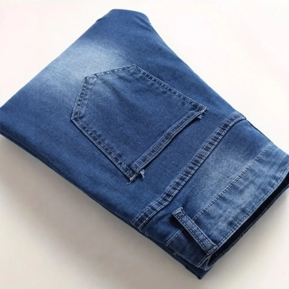 Pantalones vaqueros para hombre, Vaqueros Vintage Wash Basics, pantalones rectos holgados, pantalones lisos de cintura media, pantalones informales
