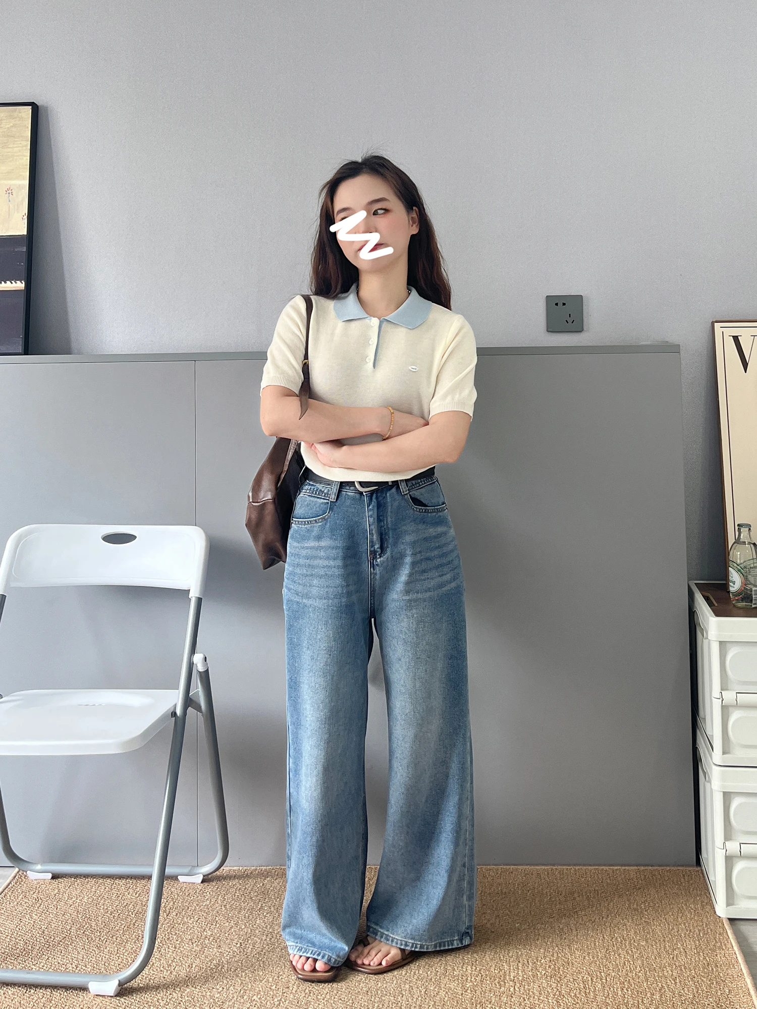 

Джинсы с высокой талией и широкими штанинами, эластичные, в стиле ретро, утягивающие, из денима, для невысоких женщин, Sumui150, весенние, модные, повседневные джинсы для дам