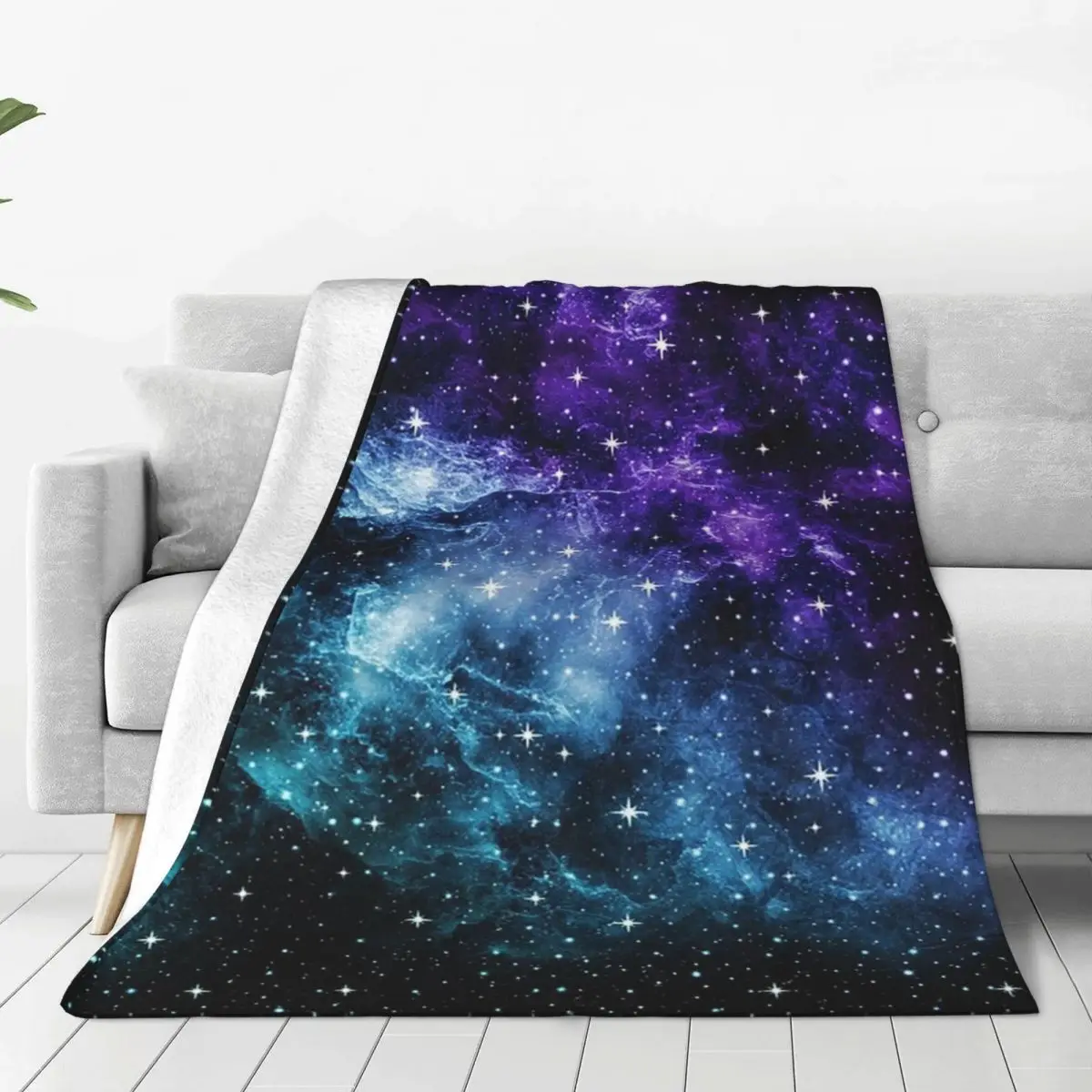 Purple Teal Galaxy Nebula Dream Blankets Fleece Multi-function Sofa Throw Blankets For Couch Bedding Throws Bedspread Quilt