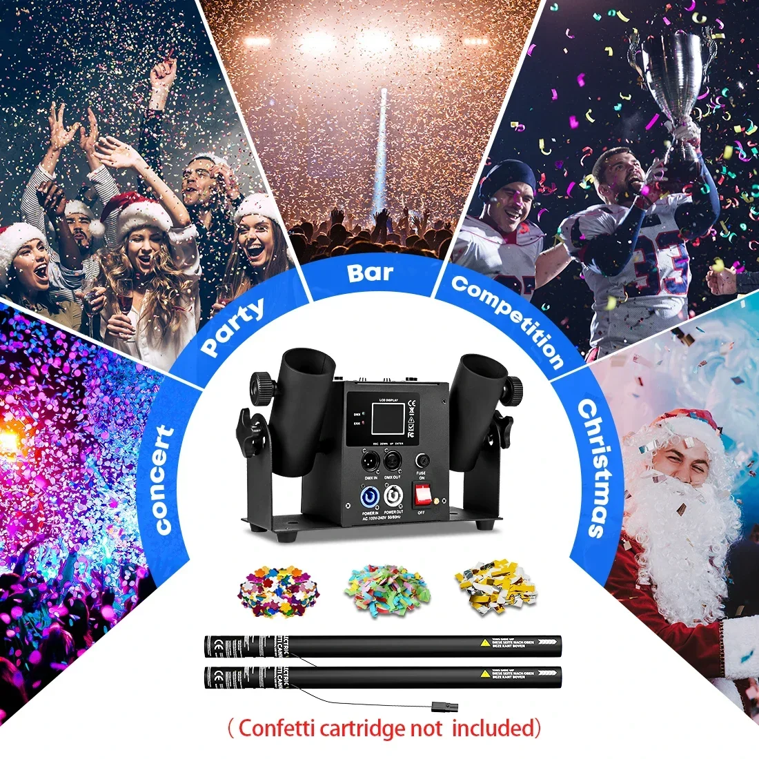 Double Shot Streamer Launcher Confetti Machine DMX512 & Remote Control Wedding Machine Confetti Cannon Stage Christmas Show