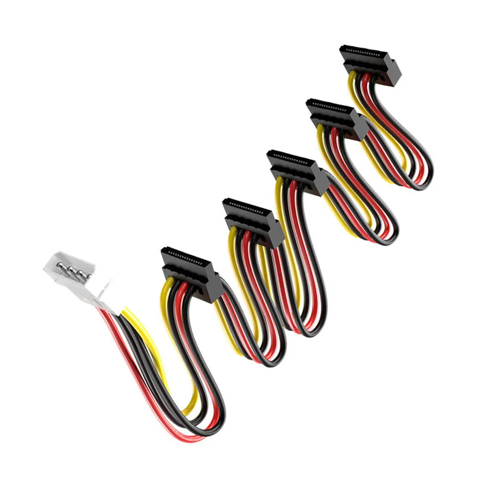 

Power Cord 4-Pin Male To 5-Port 15-Pin Female Universal Ssd Optical Drive Cable Dual 5V 12V Supply Thickened