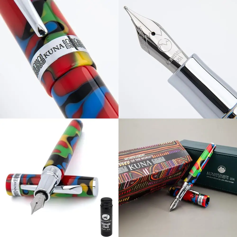 

Global Culture-Inspired Kuna Fountain Pen with Stub Nib and 15ml Ink - Luxury Calligraphy Gift