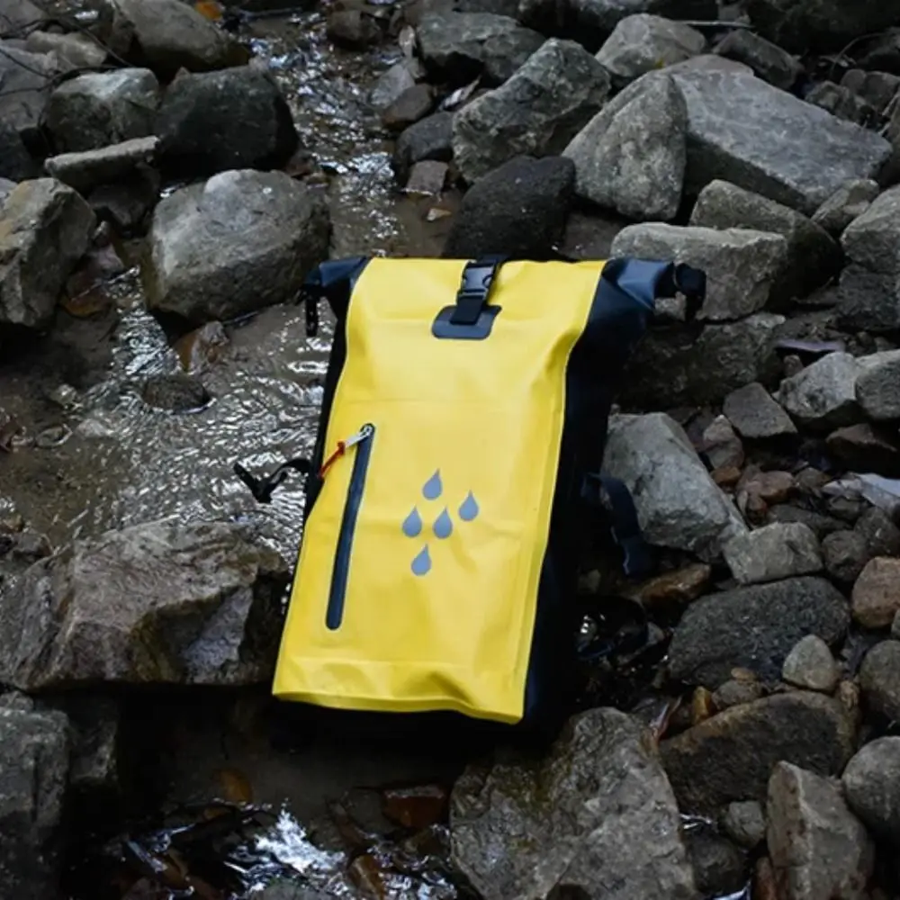 Portable 25L Waterproof Drift Bag IPX6 Rating 500D PVC Swimming Backpack Foldable Large Capacity Waterproof Bucket Bag Rafting