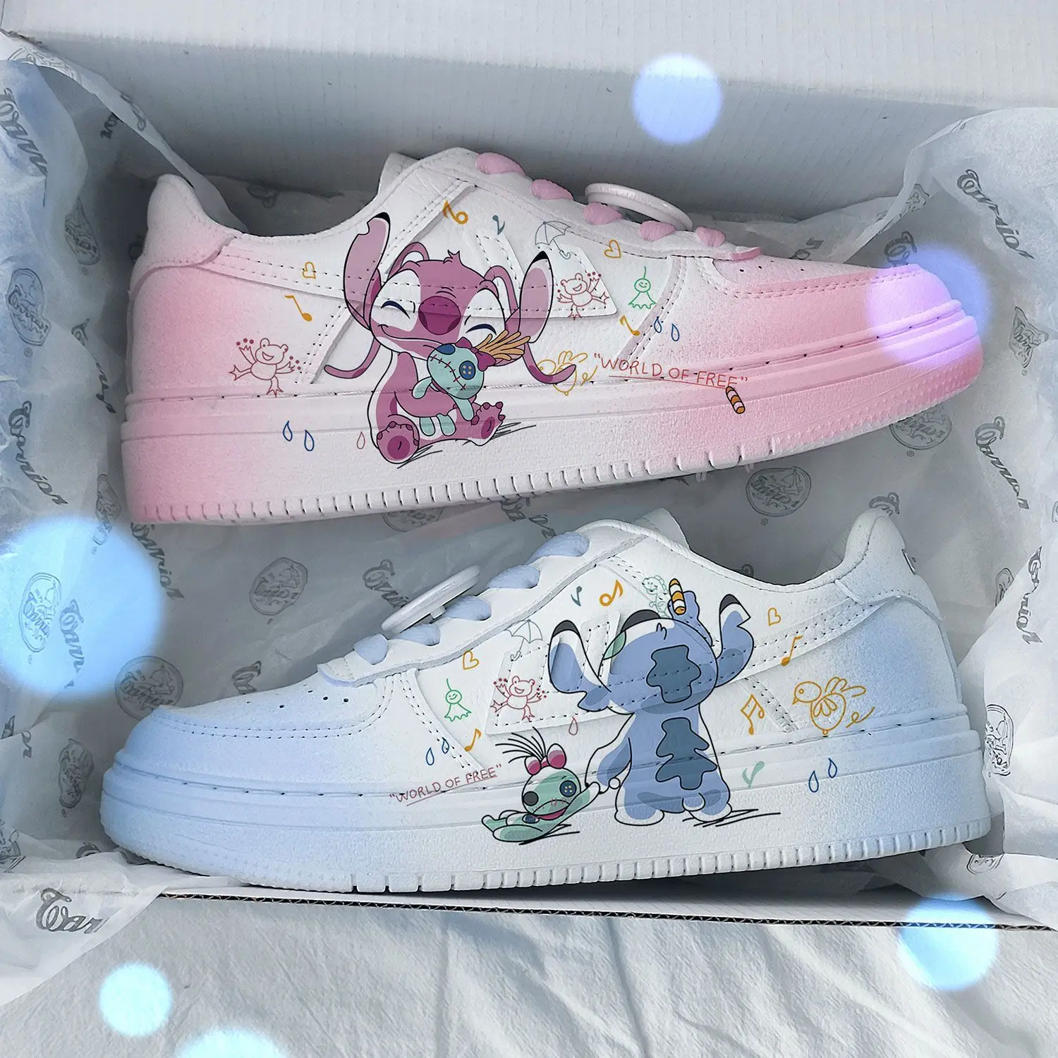 Disney Lilo & Stitch Sport Shoes Brand White Shoes Couple Casual Sneakers Anime Stitch Tennis Shoes Children Basket Shoes