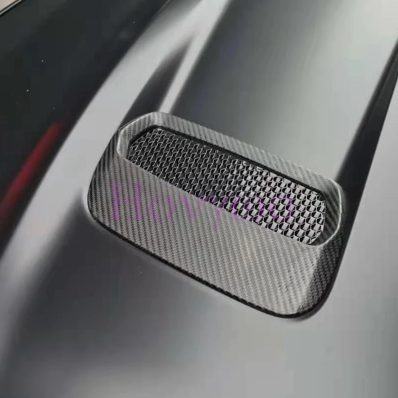 Real Carbon fiber Car Hood Scoop Vent Frame Trim Engine Bonnet Outlet Air Intake Cover For Ford Mustang 2018-2023 view 6