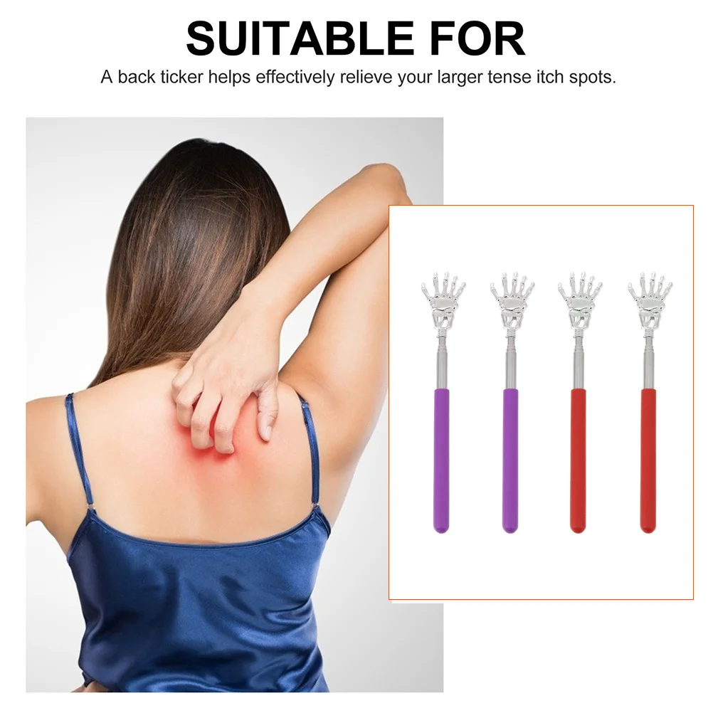 

4 шт. телескопические царапины для спины, прочный дизайн в форме руки, портативный массажер против зуда для снятия стресса