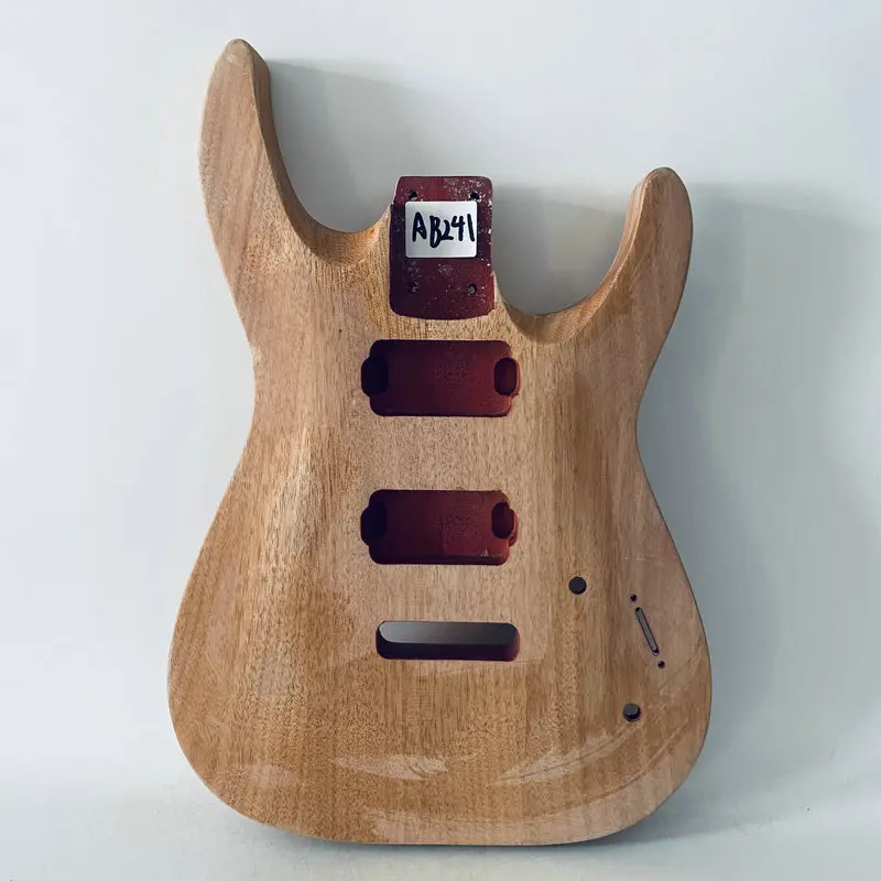 

AB241 6 Strings Electric Guitar Body in Solid Redwood Right Hand 2 Humbucker Pickups DIY Guitar Parts with Damages