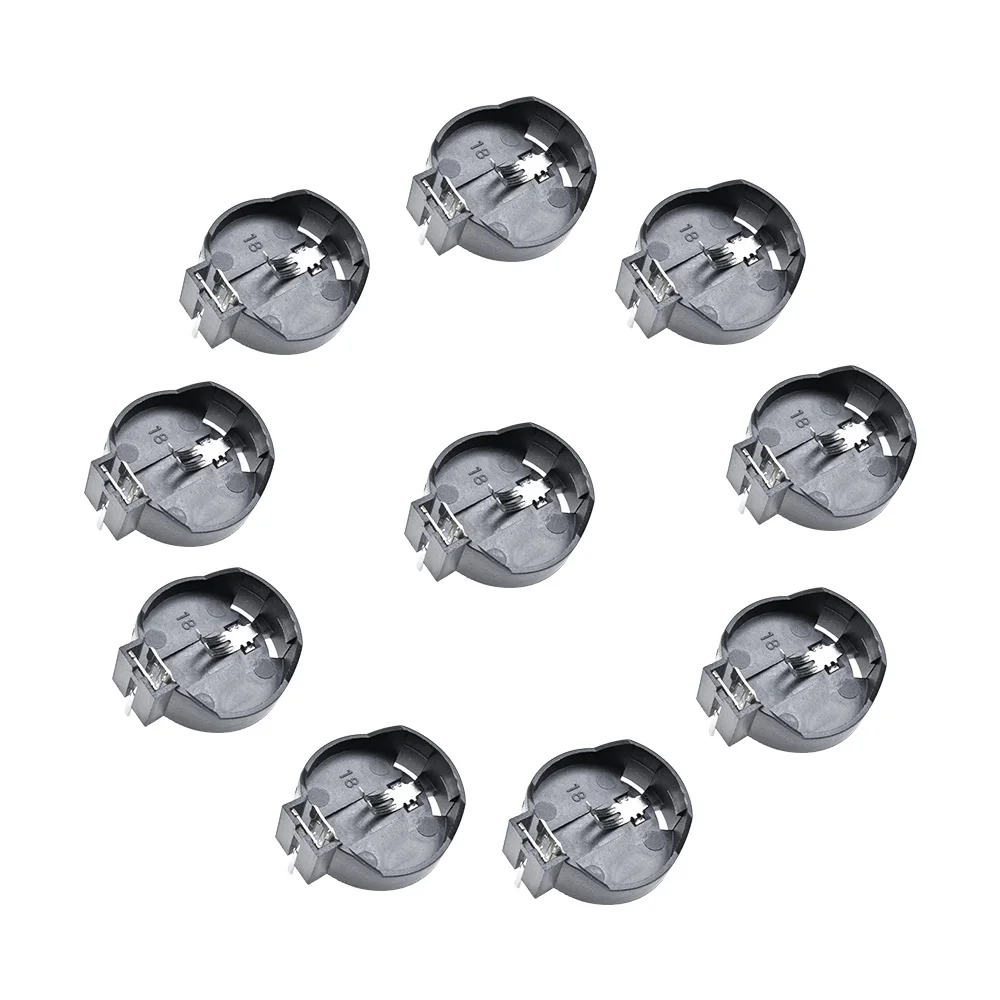 50pcs CR2032 CR2025 CR2016 Battery Holder Coin Cell Holder Box Case Socket with 2 Pins 3V Black Mounting Lead Need Solder