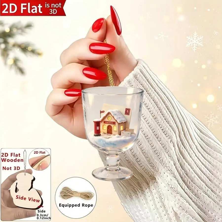 1/5/10/20/50/100pcs 2D Flat, Miniature World-Themed Glass Ornaments, Hanging Decorations, Perfect Holiday Gift Decorations for H