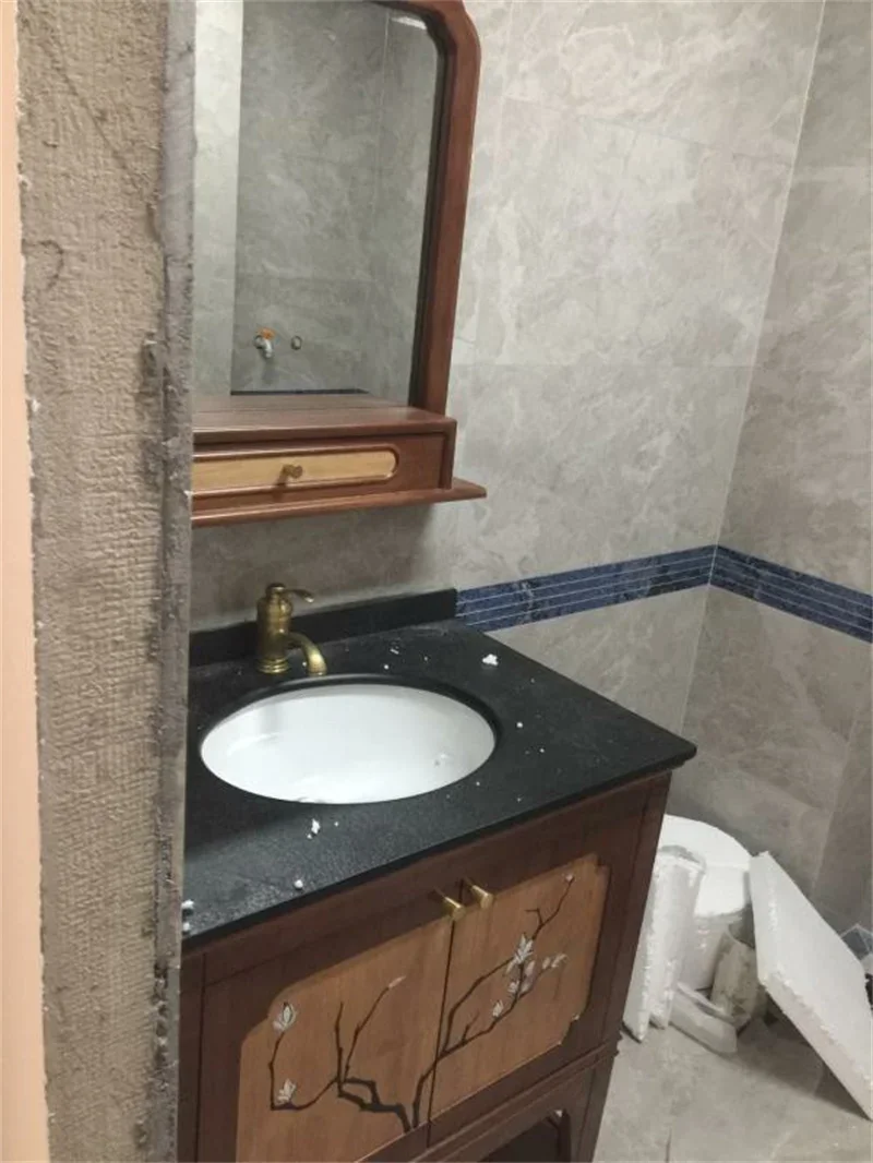 Nuovo mobile da bagno cinese dipinto con pavimento in legno massello, lavabo per il viso, mobile da bagno mediterraneo dipinto a mano