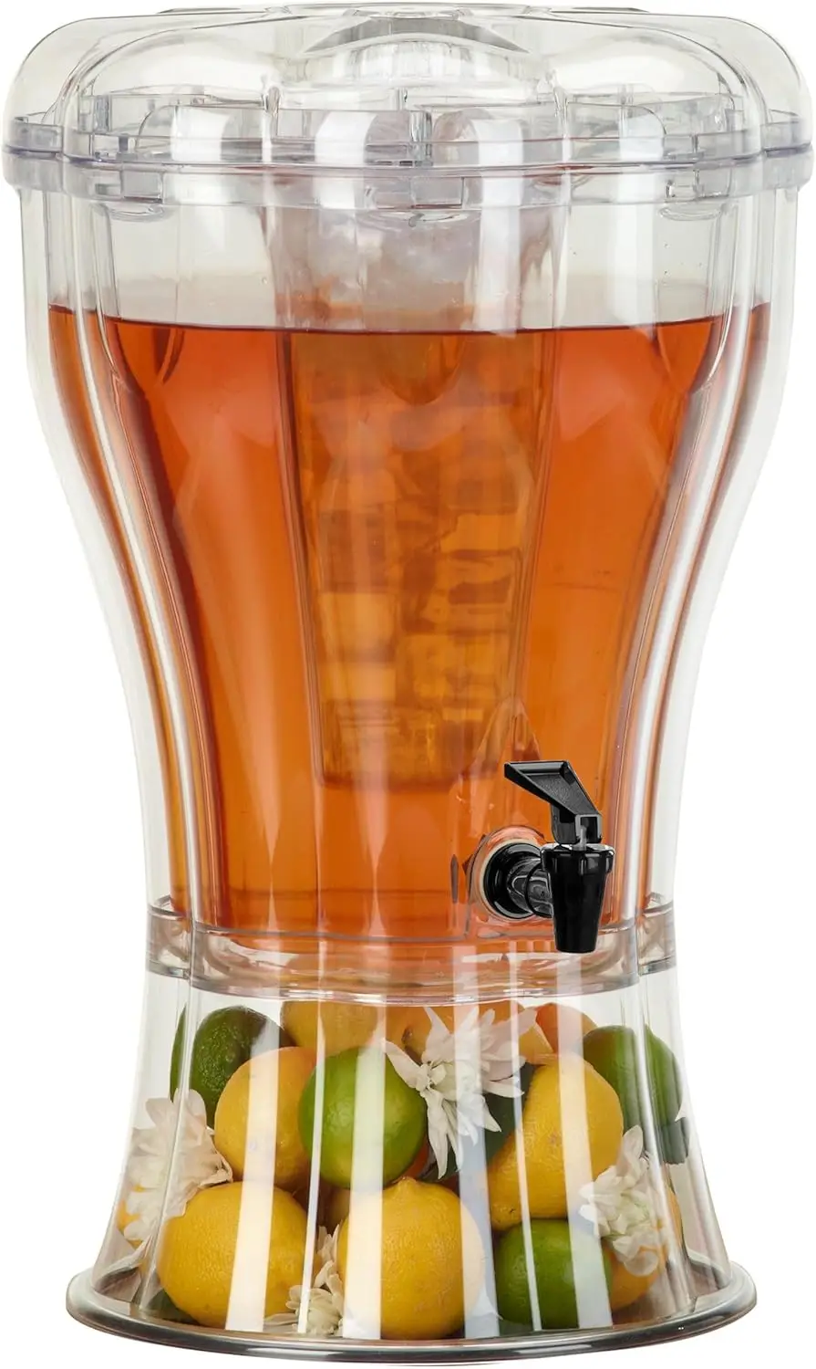 

3.5 Gallon Clear Plastic Beverage Dispenser with Ice Cone, Spigot, and Stand for Parties, Weddings, Picnics