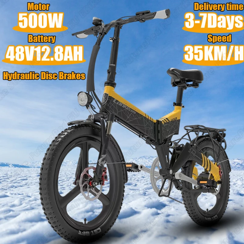 Electric Bicycle 500W Brushless Motor 48V12.8AH Lithium Battery Hydraulic Disc Brakes Electric Bike 20 inch Tire  Folding E-bike