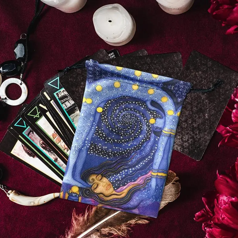 Tarot Card Bag Tarot Cards & Dice Drawstring Bag Composite Fleece Jewelry Pouches For D&DAccessories Magic