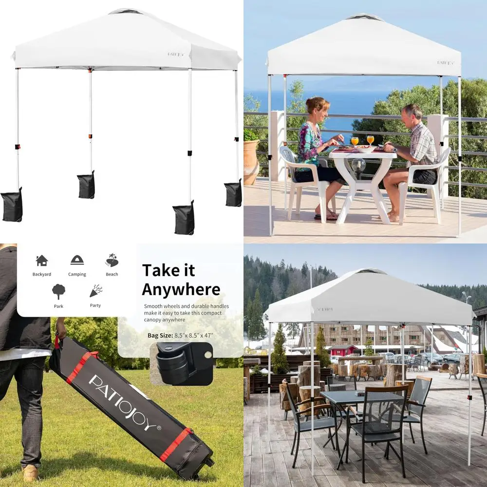 

Height Adjustable Instant Canopy Tent 6.6x6.6 Feet Commercial Outdoor Pop-Up Shelter with Portable Roller Bag, 4 Weight Bags Inc