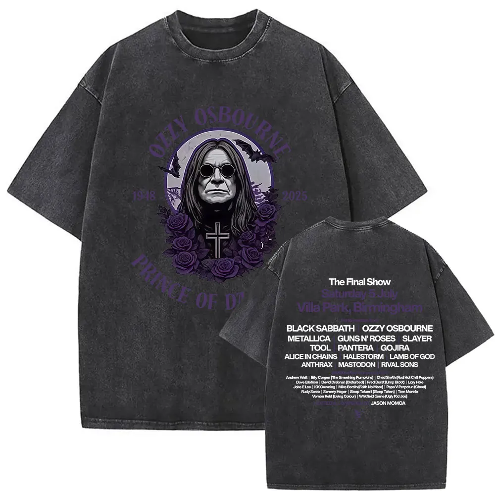 

Рок-группа Ozzy Osbourne Tour 2025, винтажные потертые футболки, мужская футболка в готическом стиле, панк, хип-хоп, с коротким рукавом, уличная одежда унисекс