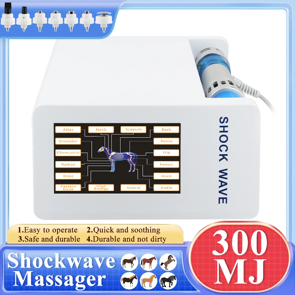 Animals Professional Shock Wave Massager Relieves Scar Tissue Pain And Tendinopathy Equine 300MJ Shockwave Physiotherapy Machine