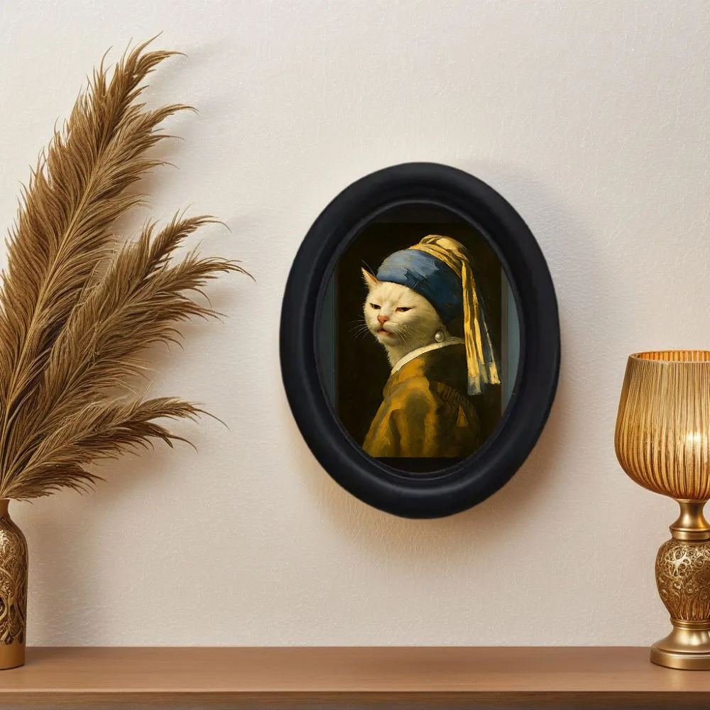 1 Peça de Decoração Divertida de Gato para Parede, Arte de Gato Emoldurada com Expressões Excêntricas e Exageradas, Mini Pintura Suspensa de Madeira, Decoração Única para Casa, Cozinha e Escritório, Presente Divertido, Presente de Feriado