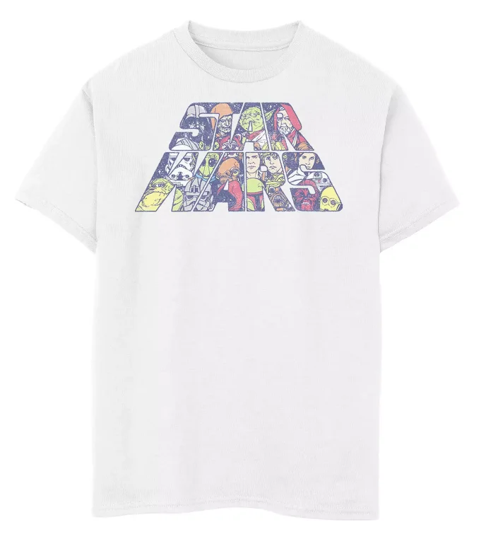 T-shirt a maniche corte da uomo e da donna di Star Wars, top streetwear con logo Star Wars stampato casual retrò di fantascienza