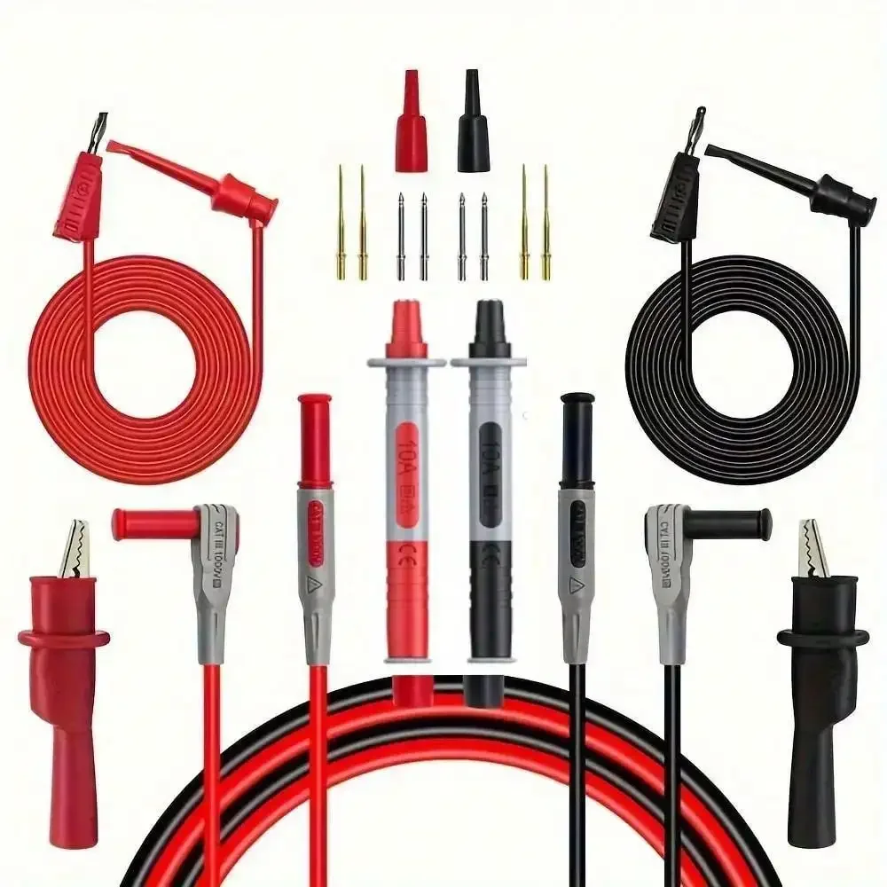 18pcs P1308B Test Lead Kit - 4MM Banana Plug to Test Hook Cable with Alligator Clip for Multimeter Probe