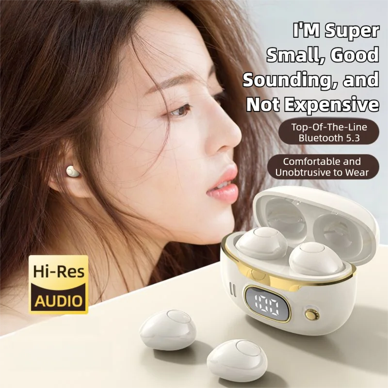 

Ultra Mini Invisible TWS In-ear Bluetooth Earphones HiFi Stereo Long Battery Life Low Latency Comfortable Wear for Sleep & Music