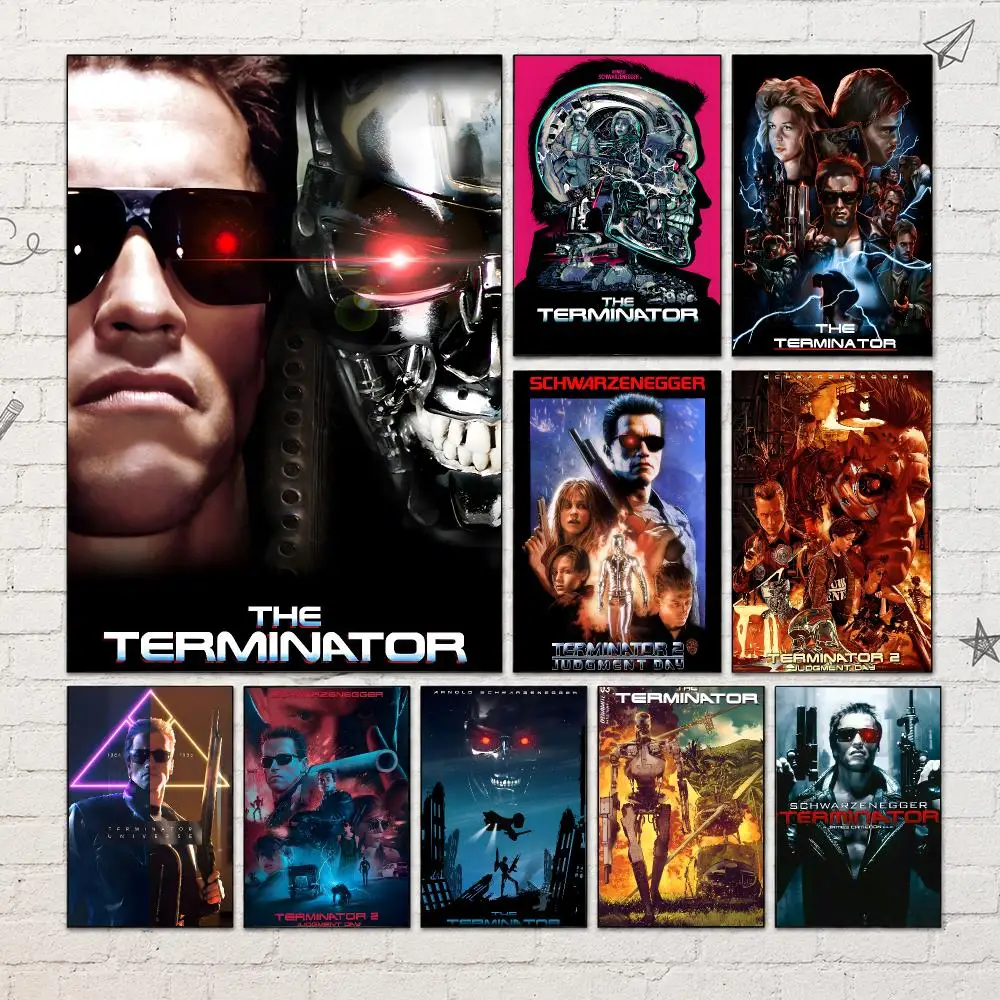 Movie T-The Terminator Poster PP Self-Adhesive Waterproof Wall Decor for Bedroom,Living Room,Dorm,Bar Aesthetic Decor Gift