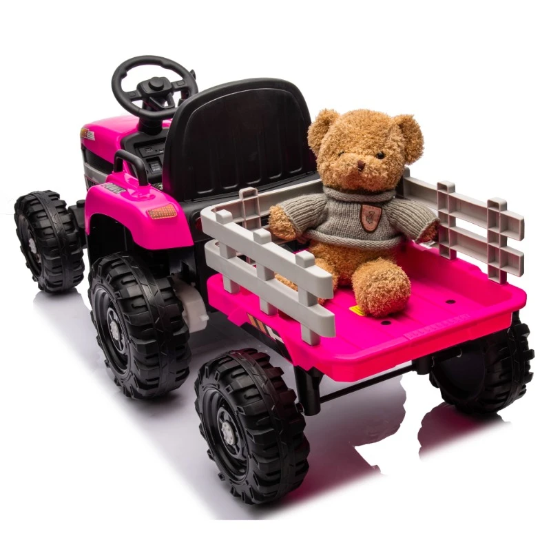 

Tractor with Trailer,24V Battery Powered Electric Tractor Toy, 200w*2motor 1.86-4.97MPH/Remote Control,Three speed adjustable.
