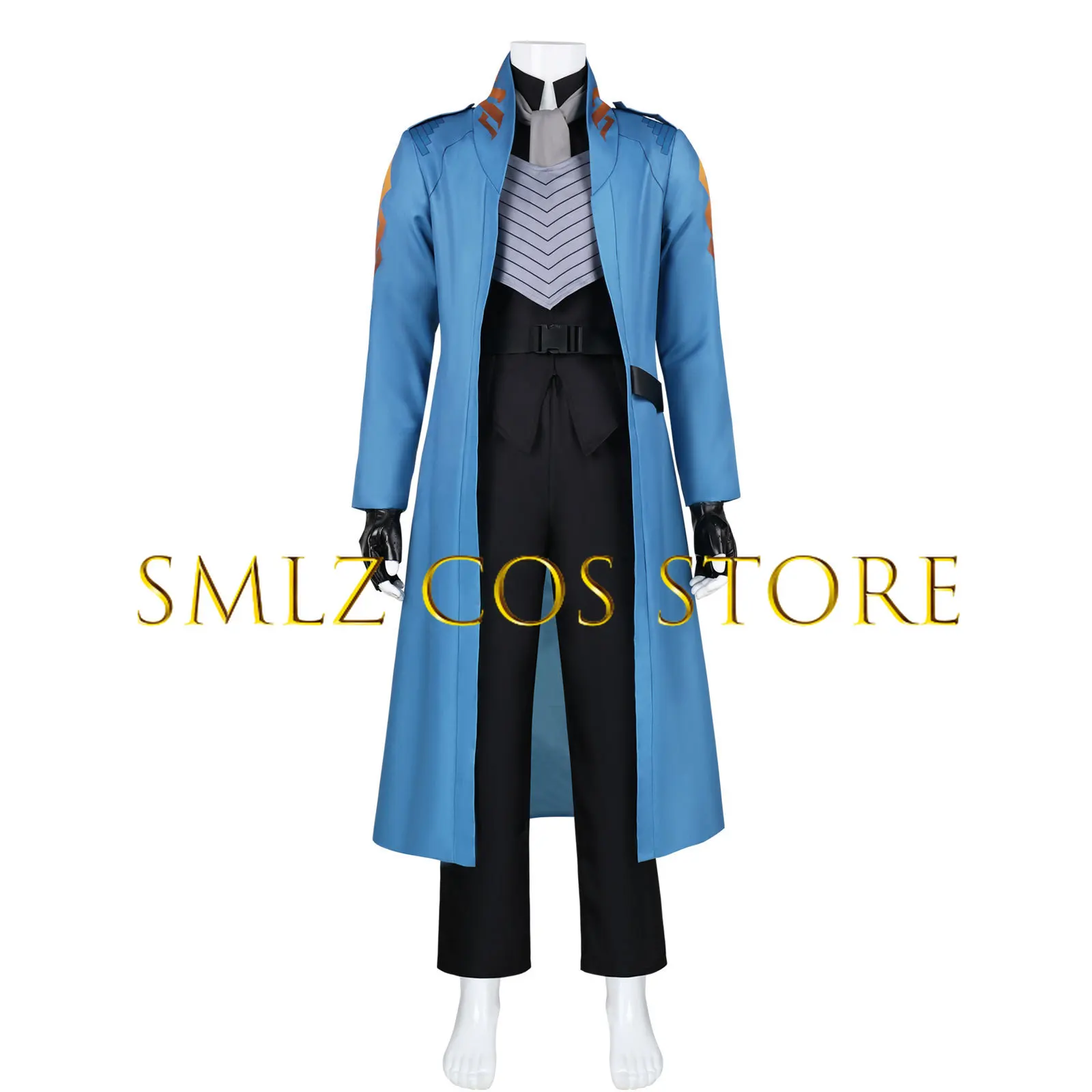 Newly Cry 5 Vergil Cosplay Costume Anime Man Dark Slayer Blue Trench Uniform Prop Wig Set Halloween Party Play Outfit view 3