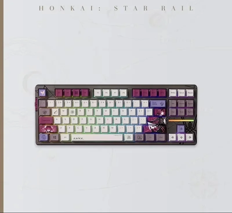 Imagem -02 - Anime Honkai: Star Rail Oficial Kafka Teclado Mecânico Personalizado Tri-mode com Fio sem Fio Bluetooth 5.0 Rgb Backlight Teclado