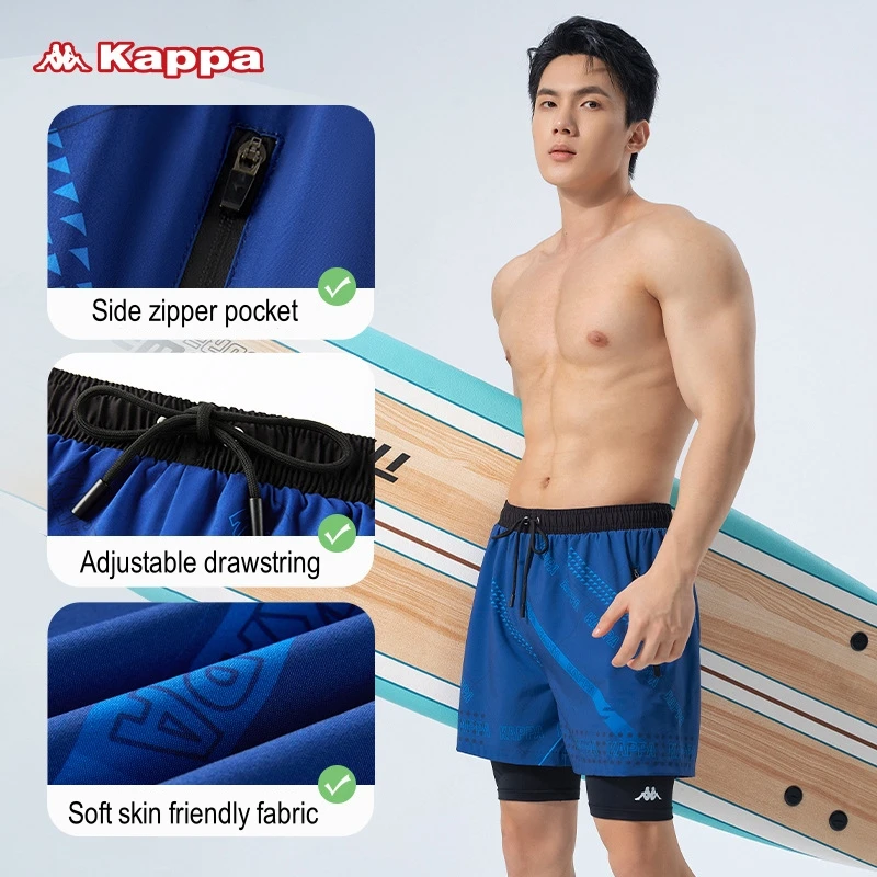 Kapaa Men Professional Competition Racing Boxer Swim Briefs Quick-Drying Athletic Running Surfing Beach Shorts Bathing Trunks