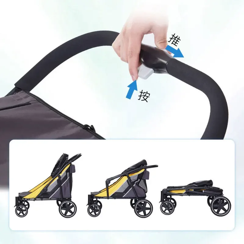 Carga-Bearing Dog Stroller, leve, Llightweight, Folding, Grande Pet Pull Cart, 60kg