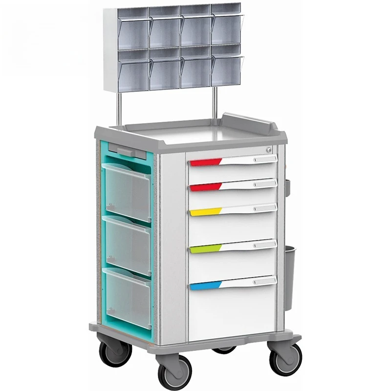 

Luxury Anesthesia Cart Hospital ABS Medical Clinical Drug Delivery Trolley Anesthesia Cart with 5 Drawers