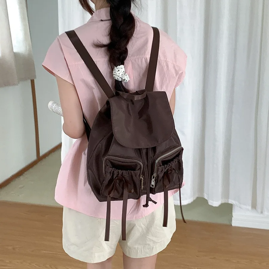 Women Backpack Fashion Nylon Bowknot Travel Backpacks for Women Korean Niche Design Women's Backpack Peppy Style Bow School Bag