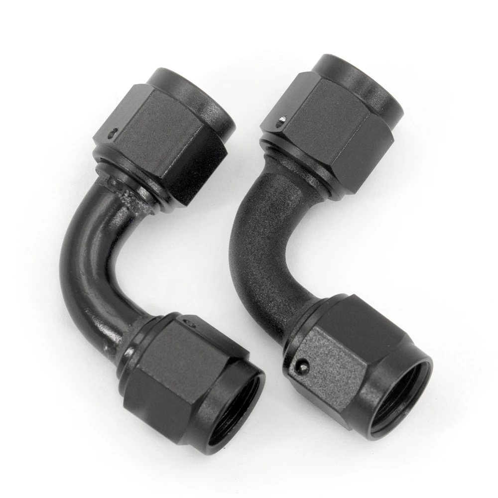 2PCS Universal 0 90 Degree AN6 Female to AN6 Female Hydraulic hose Elbow Oil Cooler Fitting Hose Fittings