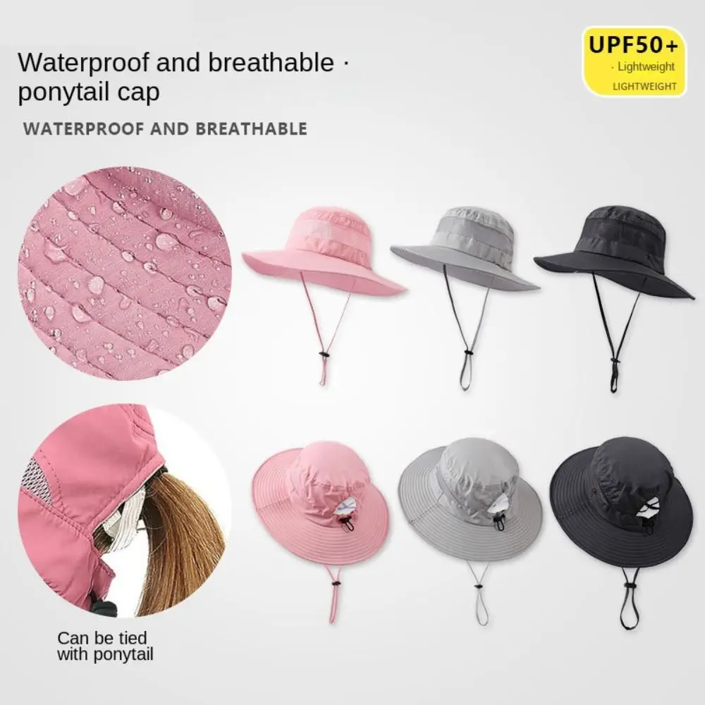 New Sunshade Fisherman Hat Sunscreen Women Ponytail Hats Panama Cap Breathable and UV-resistant Fishing Caps Summer