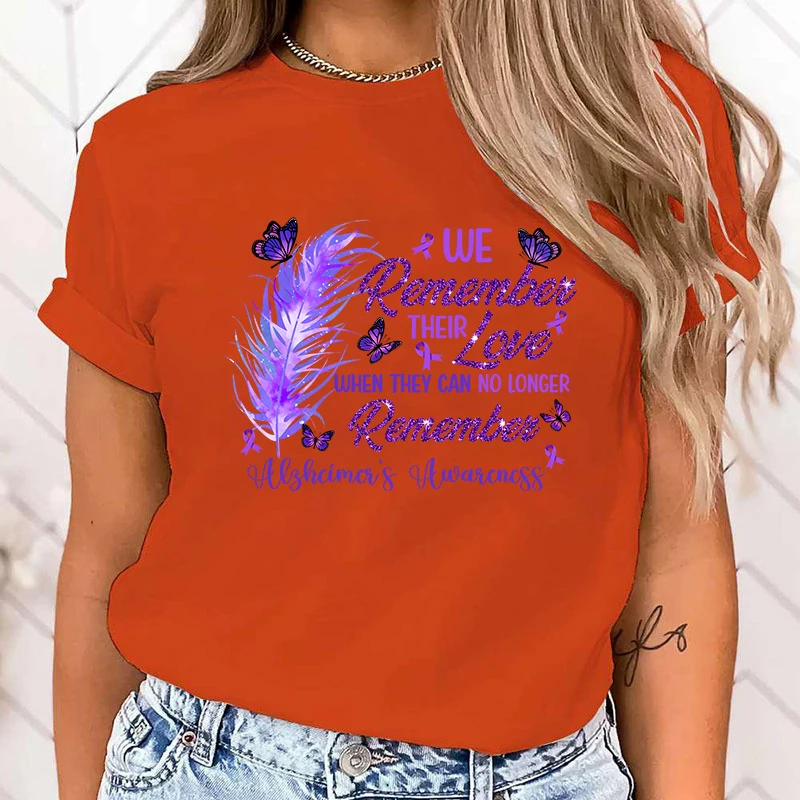 (High Quality T Shirt)Fashion We Remember Their Love When They Can No Longer Remember Alzheimer'S Awareness Print T-Shirt