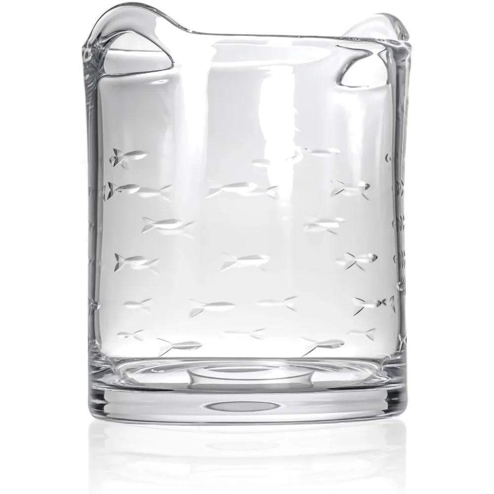 School of Fish 18oz All Purpose Wine Glass Set of 4 Lead-Free Crystal Engraved USA