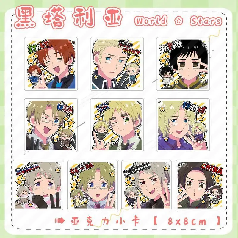 Llavero de acrílico de Axis Powers World Stars para hombre y mujer, con colgante de Feliciano, Ludwig, Kiku Honda, Alfred, regalo para fiesta