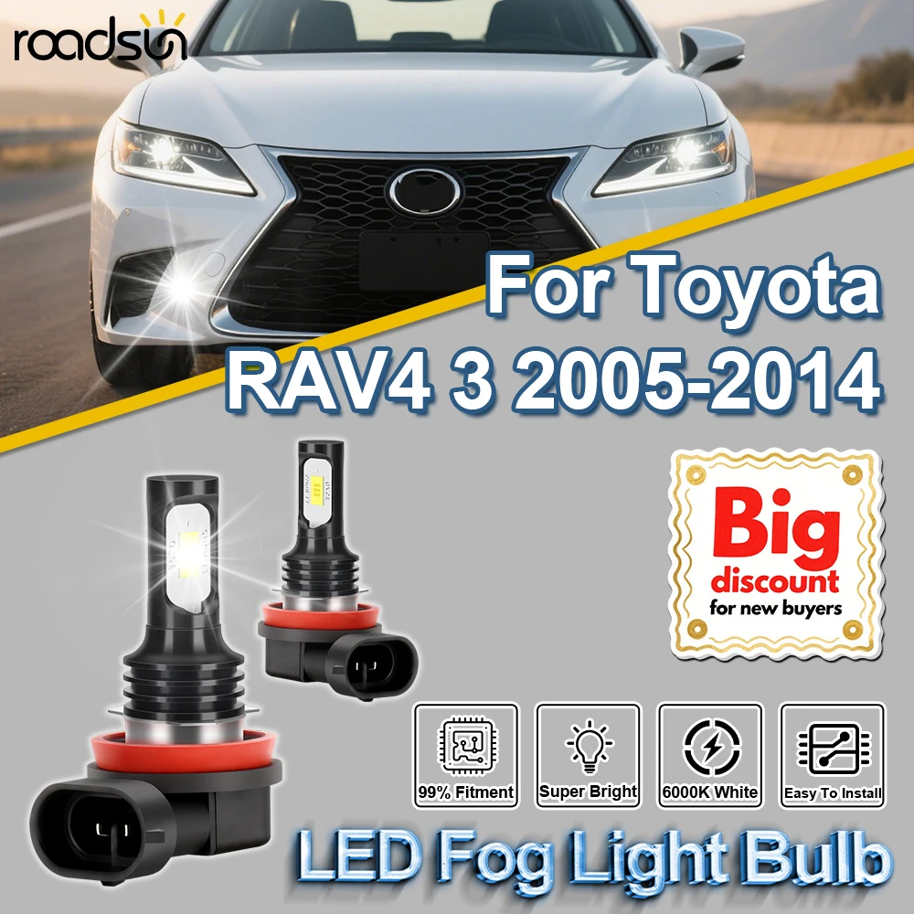 

ROADSUN 2X Super Bright Canbus Car LED Fog Light Bulbs Upgrade Auto Fog Lamp Ampoules Ultra Powerful For Toyota RAV4 3 2005-2014