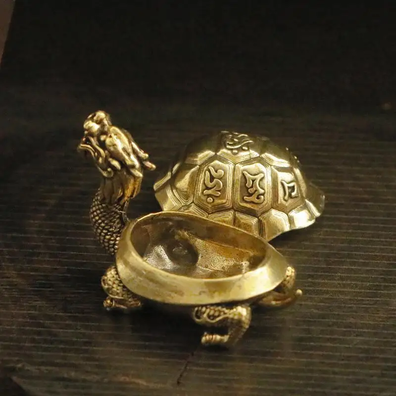 

{MX} Creative Brass Dragon Turtle Incense Burner Ornament Zen Copper Censer Feng Shui Craft Office Desk Decor Incense Holder