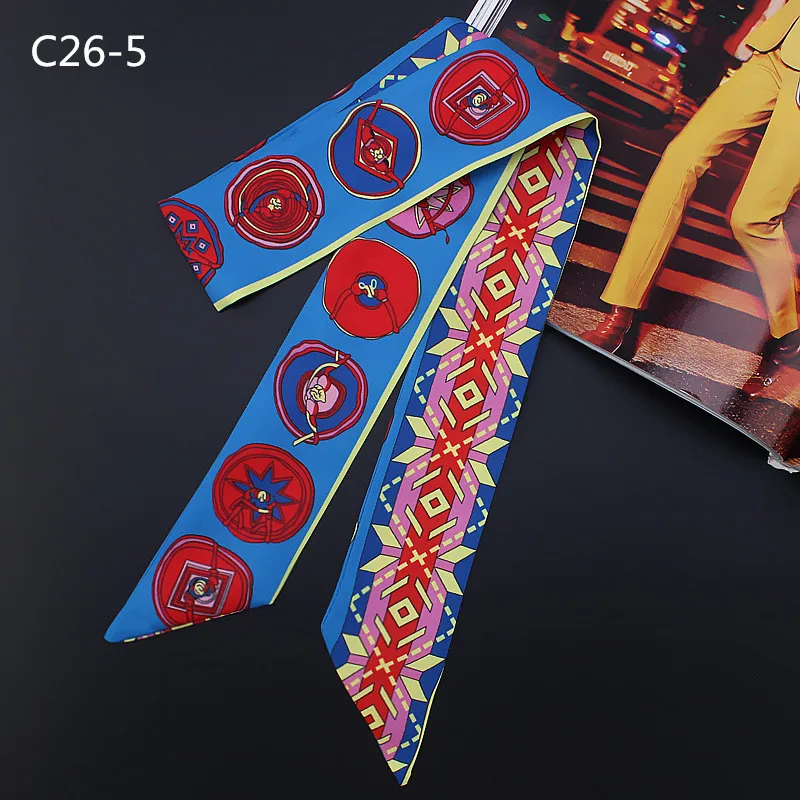 New Fashion Print Scarf Women Small Silk Scarf Luxury Brand Bag Ribbons Fashion Head Scarf Hot Sale Long Scarves C26