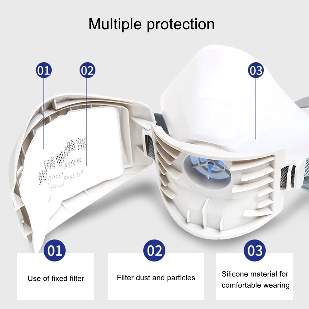 Reusable Washable Dust-proof Gas Mask Respirator Half Face Anti Haze Fog Safety Construction Grinding And 1201 Filter Accessory