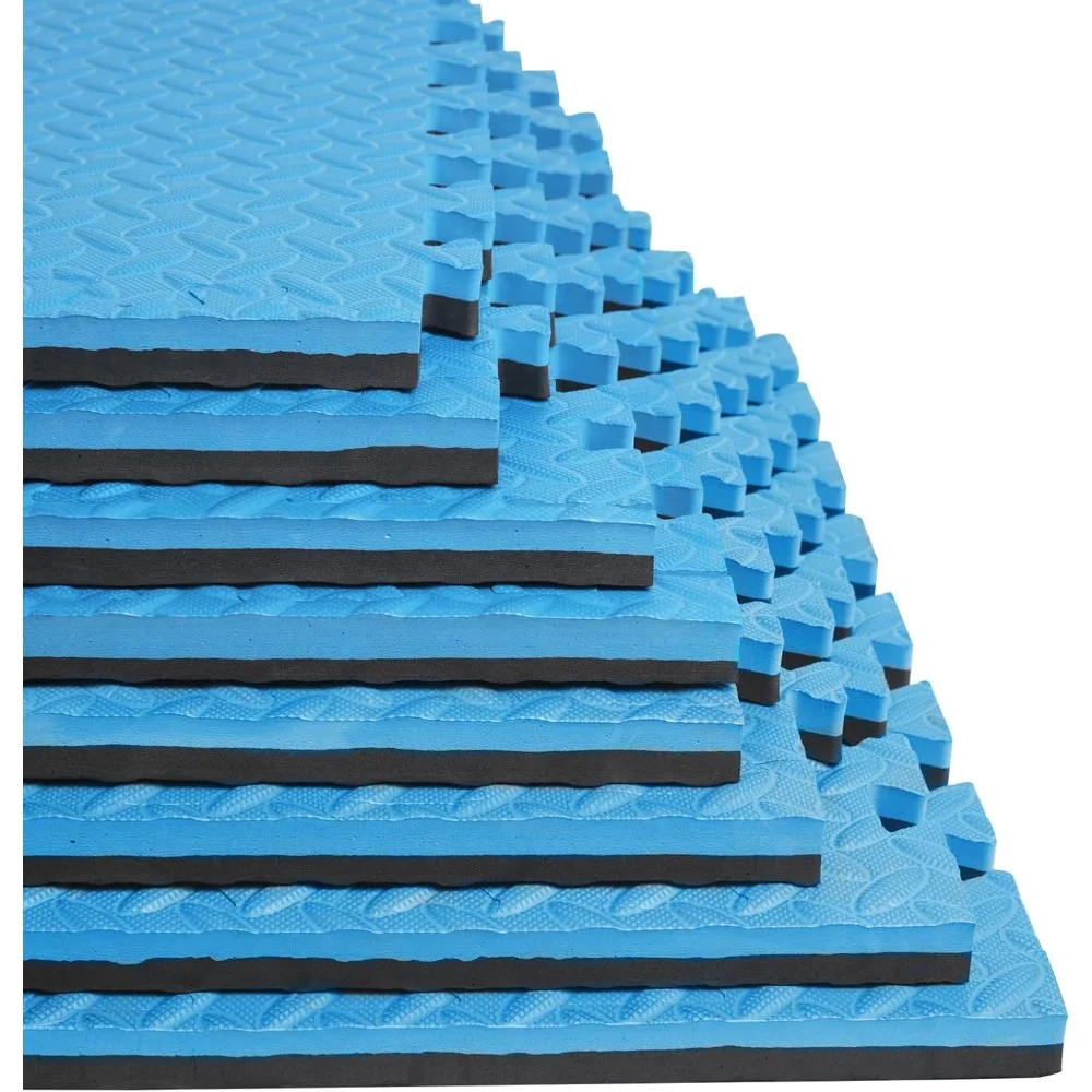 

1 in Thick 48 Sq Ft EVA Foam Exercise Gym Mats 12 Pcs - Interlocking Puzzle Floor Tiles for Home Gym Heavy Workout Equipment