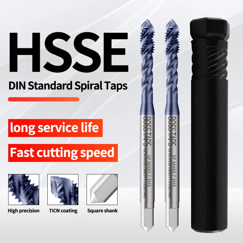 BOSS TAPS HSSE M35 M42 DIN 371 376 Standard Spiral Fluted Tap Pointed Roll Forming M2.5 M3 M4 M5 M6 M8 Machine Screw Thread Taps