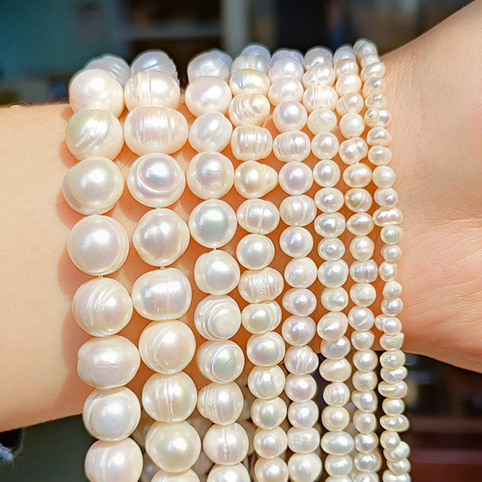 

Natural Pearls Beads Real Freshwater Pearl Bead Baroque Loose Perles For Jewelry Making DIY Bracelet Necklace 14" strand