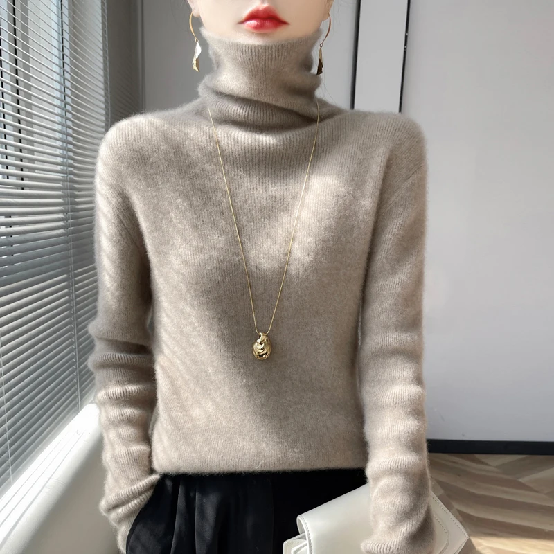 2024 New Autumn Winter Cashmere Sweater Women turtleneck  Pullover Casual Cashmere Sweater Women